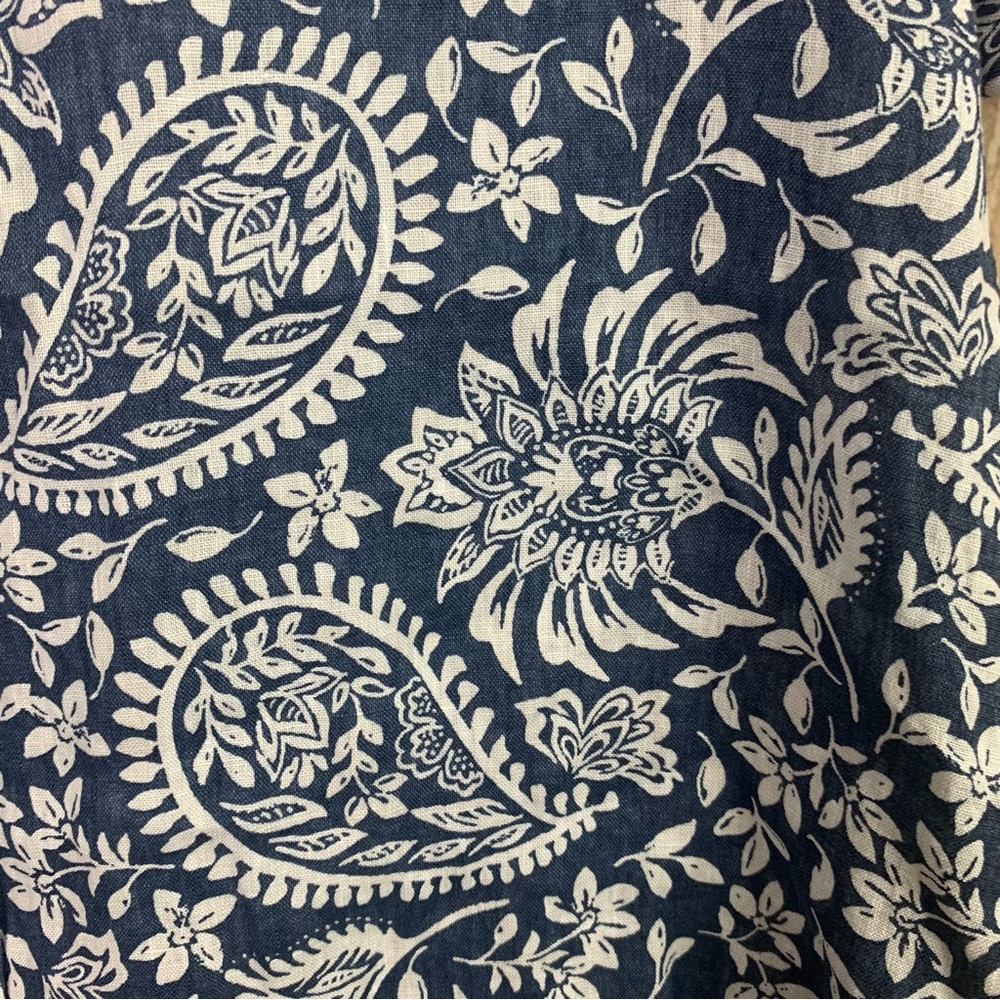 Sigrid Olsen Blue and White‎ Casual Button Down 100% Linen Shirt - Picture 3 of 7